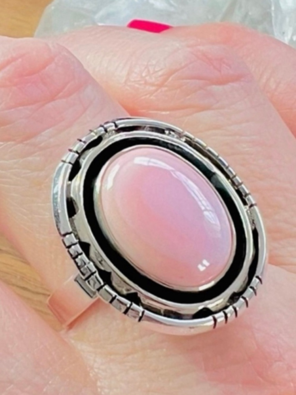Sterling Silver 925 Pink Conch Ring Size 9 3/4 Southwest Vintage Style New